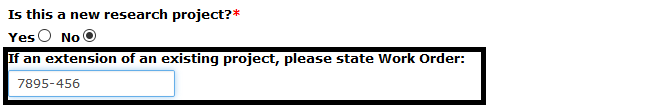 Project Information page with work-order field highlighted